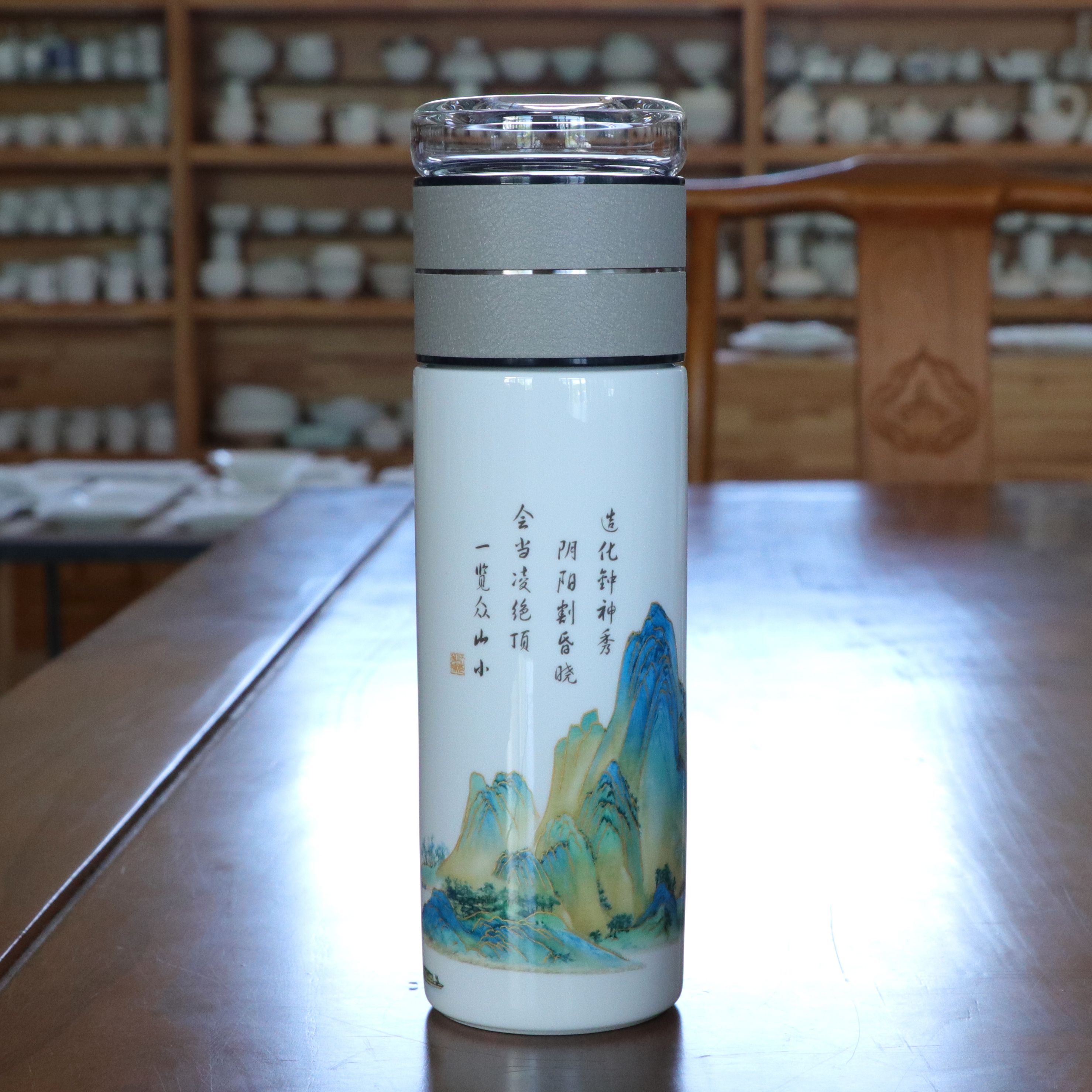 无棣海洋贝瓷茶水分离口杯茶杯礼盒套装无棣特产厂家直销山东海瓷