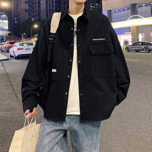 加肥加大码宽松工装长袖衬衫