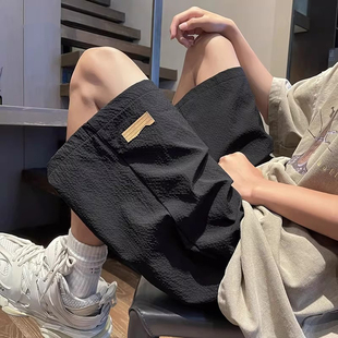 阔脚宽松休闲五分沙滩裤 300斤大码 薄款 男夏季 男装 泡泡纱速干短裤