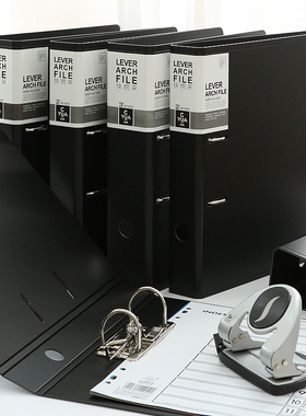 打孔文件夹A4快劳夹二孔档案夹穿孔收纳资料夹两孔2寸3寸快捞夹加厚塑料活页夹透明插页袋活页资料册黑色定制