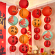 大红灯笼小纸灯笼新年挂饰结婚塑纸灯笼商场布置春节加厚纸灯笼