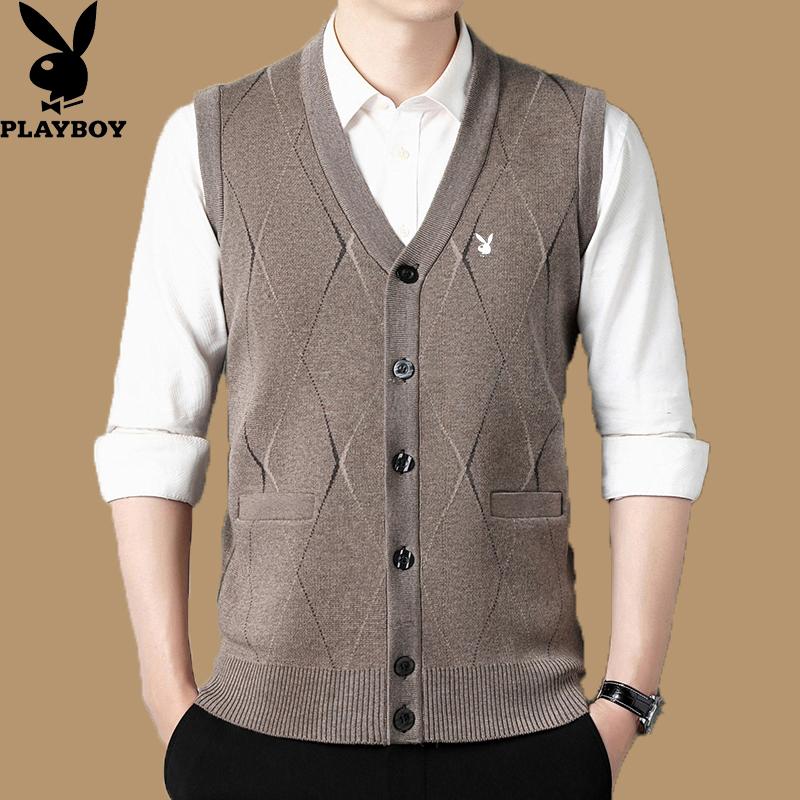 抗起球羊毛背心男士加厚针织马甲