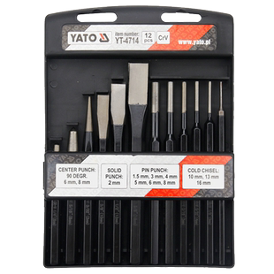 YATO销式中心样冲尖冲圆柱冲子钳工钻孔中心定位冲头合金凿打孔器