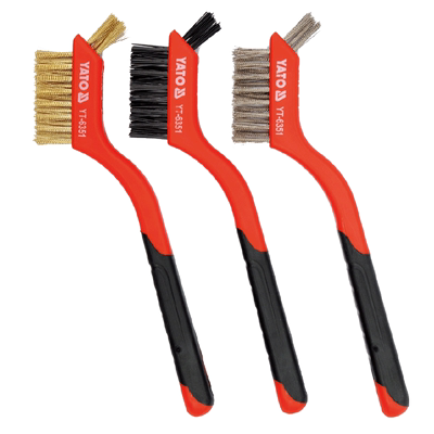 YATO钢丝刷打磨工业用除锈抛光清洁铜丝铁刷长柄刚铁核桃文玩刷子