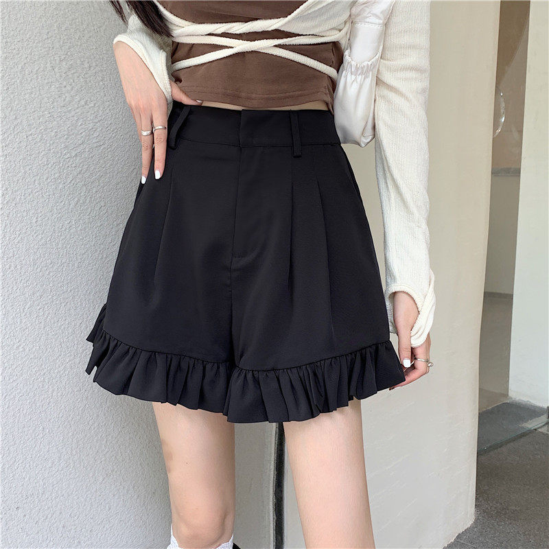 木耳边大码西装阔腿裤女2022夏季新款胖MM显瘦高腰a字短裤