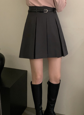深灰色百褶裙女高腰显瘦a字裙春秋半身裙大码超火半身裙夏短裙子