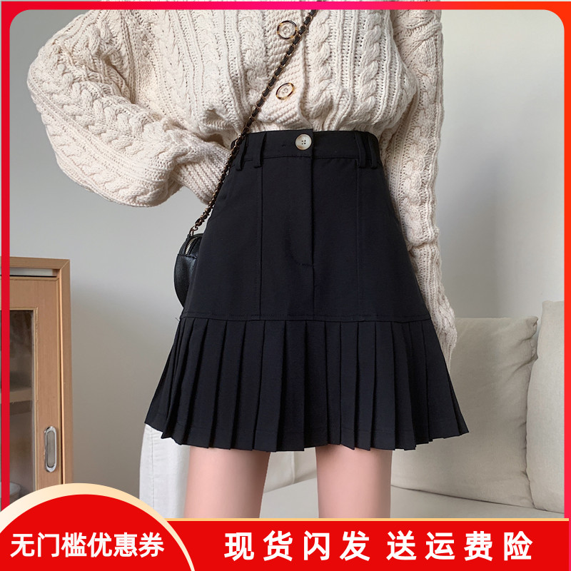 学院风减龄新款高腰显瘦a字短裙