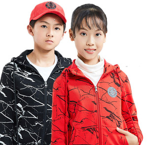 探拓秋冬男女儿童加绒保暖外套冬款连帽卫衣开衫抓绒衣迷彩运动服