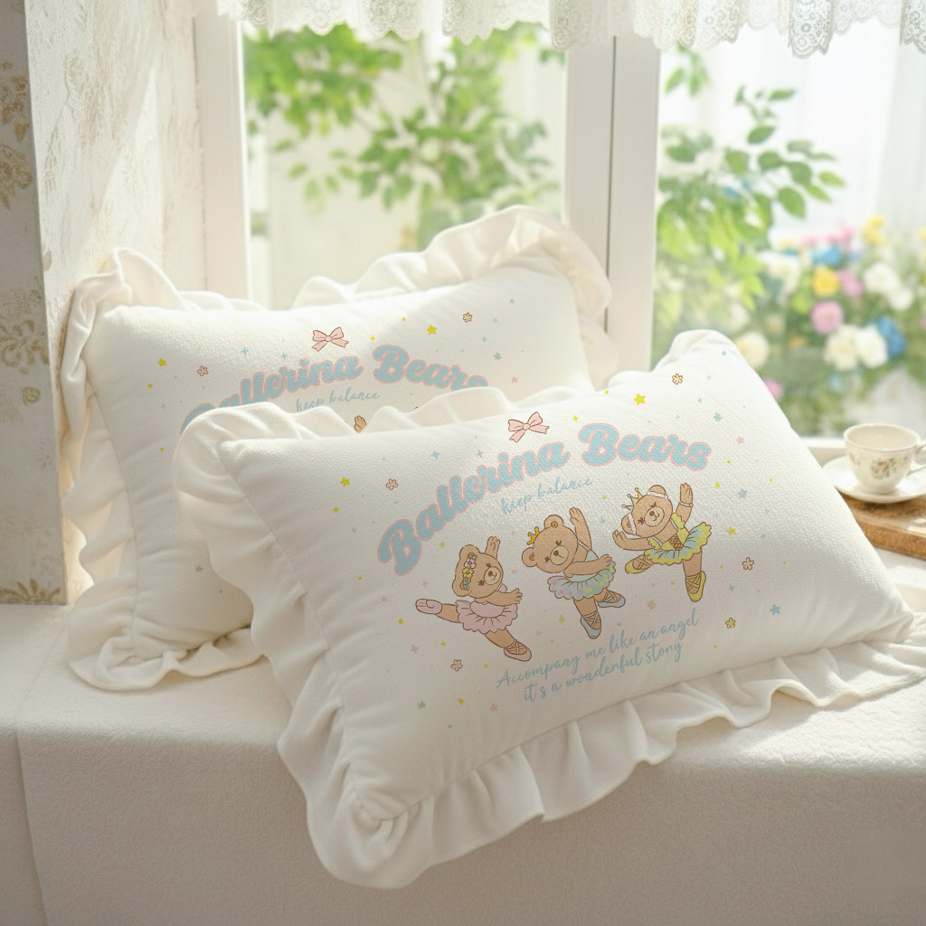 洛丽塔牛奶绒枕套独创花边加厚双面加绒可爱床头腰靠枕头芯套皮巾