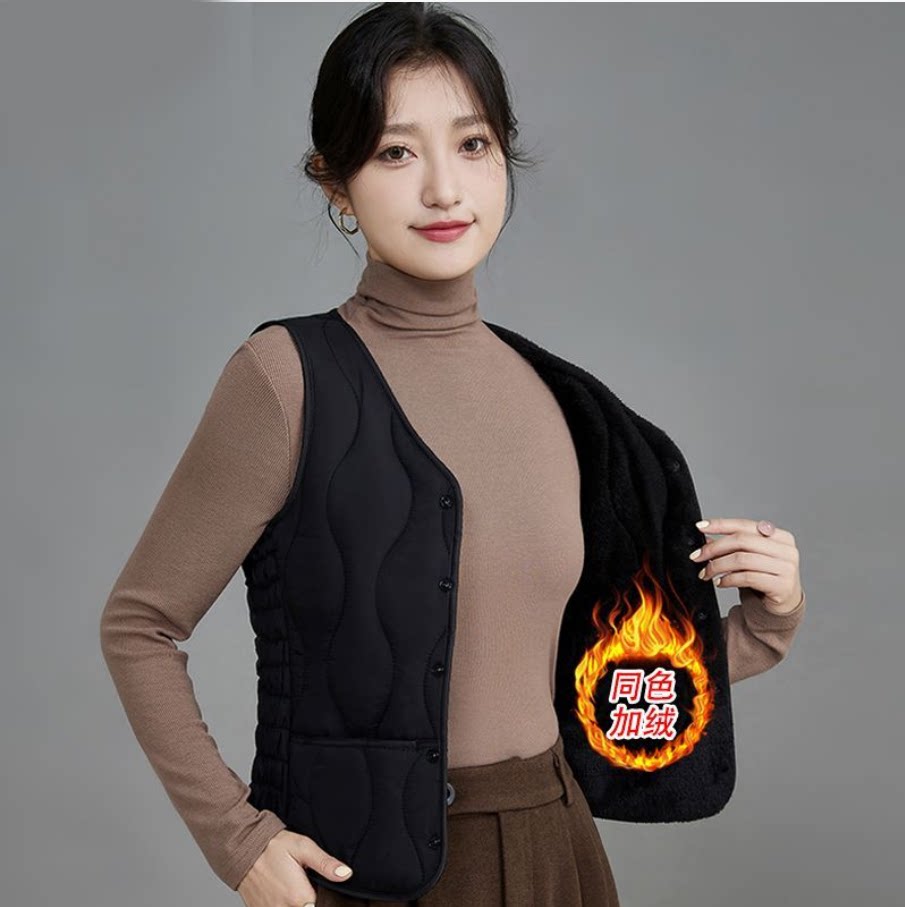 秋冬羽绒棉马甲女短款中老年内穿保暖贴身背心2026新款妈妈坎肩