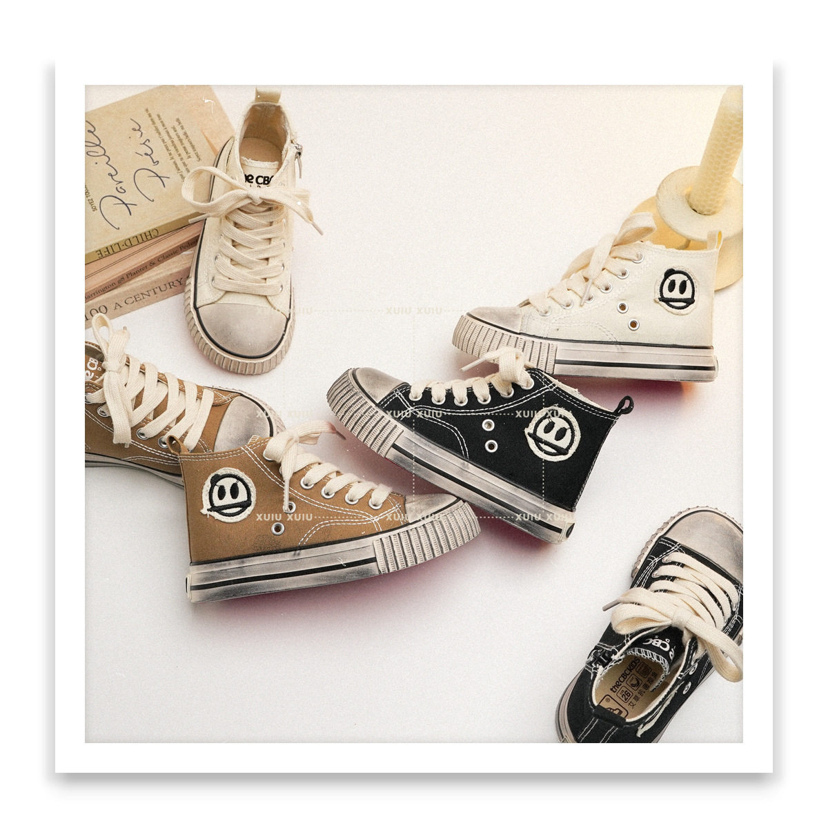 【新品包邮】『酷玩小子』韩版脏脏儿童帆布滑板鞋春高帮侧拉链