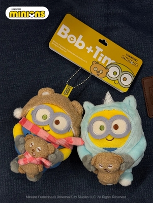 全新小黄人毛绒公仔玩偶包包挂饰文创情侣挂件bob与tim