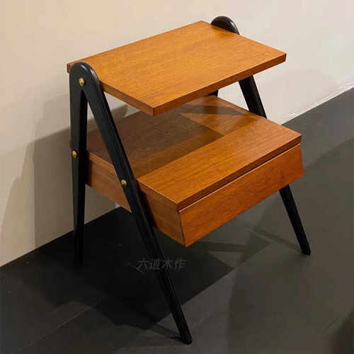 多用小柜子樱桃木中古风床头柜