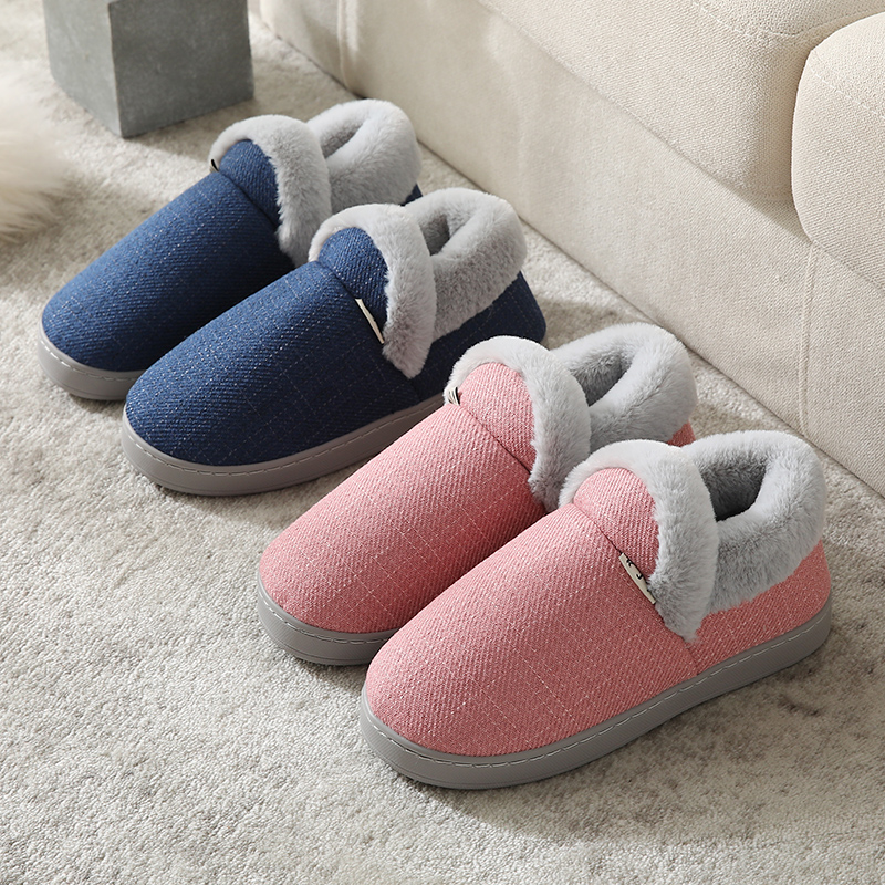 全包跟棉拖鞋女冬季包脚后跟男宝宝儿童加绒加厚底月子保暖脚棉鞋