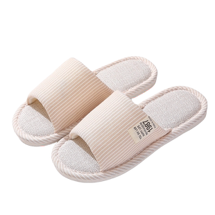 亚麻布拖鞋女家居地板防滑情侣日式春秋棉麻吸汗不防臭脚访客四季