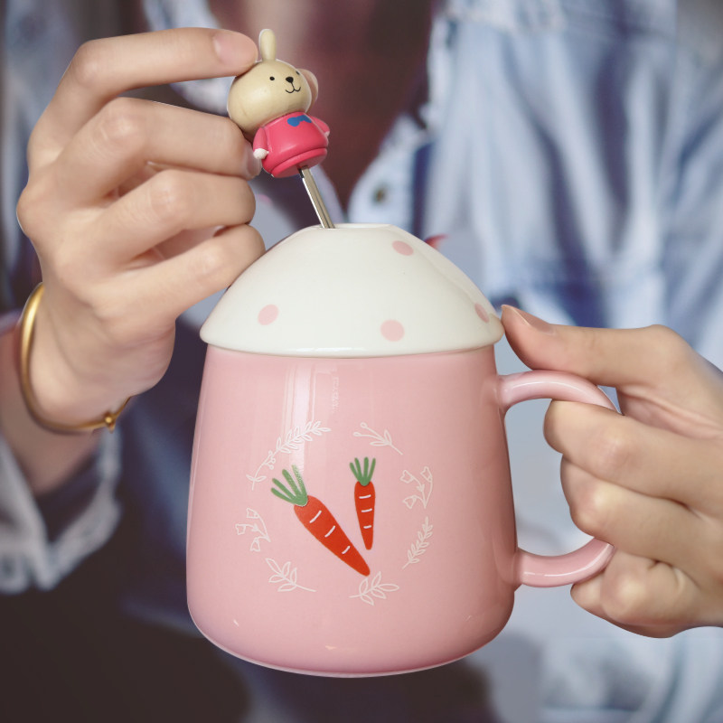 INS早餐杯网红少女心 办公室陶瓷马克杯可爱水杯带盖勺大容量杯子在类目 餐饮具, 杯子/水杯/水壶, 马克杯中 - 来自Buy2taobao.com提供专业的淘宝代购服务