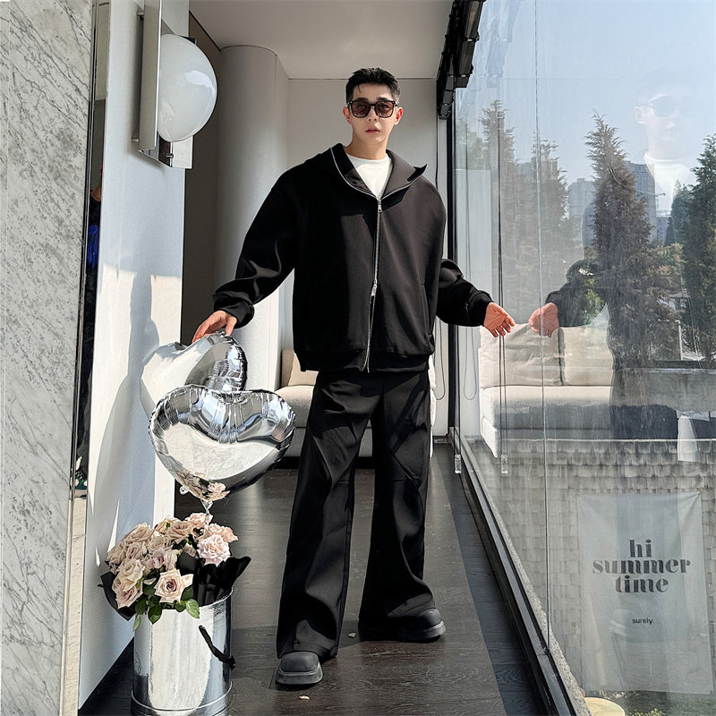 韩版小众连帽卫衣外套男运动休闲套装宽松阔腿裤套装P185,男装休闲套装,星座1009（原B233）