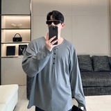 韩慵懒风宽松大领口长袖T恤男休闲痞帅气质垂感打底衫P65，男装T恤，星座1009（原B233）