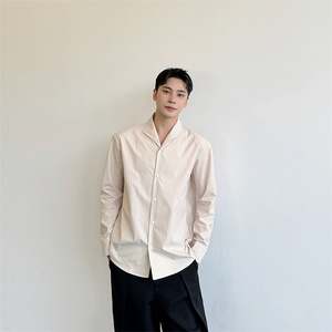 改良中式春日衬衫竖条纹高级感禁欲系衬衫男P75图片