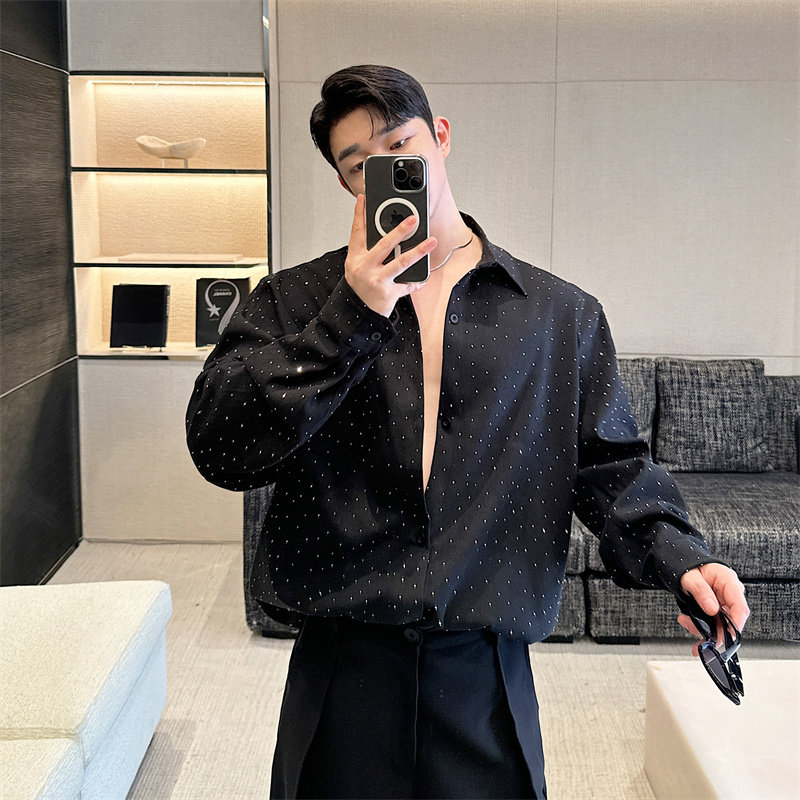 网红风满钻工艺衬衫男P85,男装衬衫,星座1009（原B233）