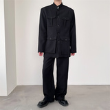 中山装风高校痞帅制服男JK西装改良新中式多口袋西装外套P135，男装西服套装，星座1009（原B233）