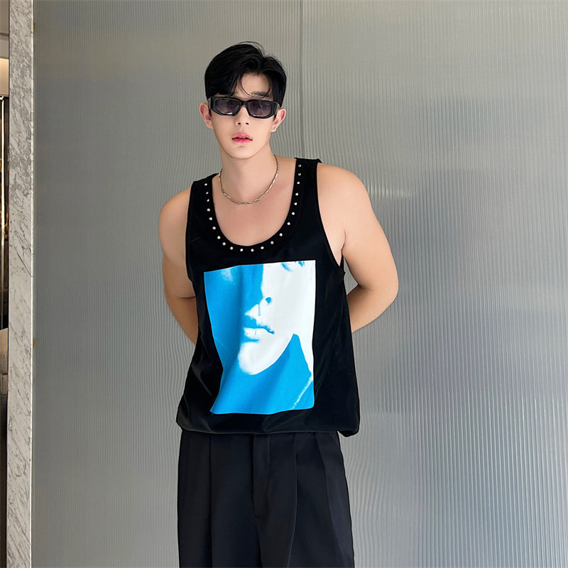 韩版小众烫花设计百搭皮马甲时尚夜店潮流内穿背心ootd日常P90，男装背心/马甲，星座1009（原B233）