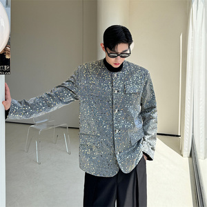 小众设计款长袖垫肩外套男秋冬轻奢高级感上衣男士夹克P135图片