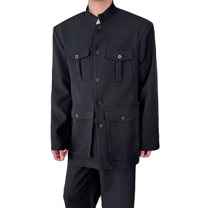 中山装风高校痞帅制服男JK西装改良新中式多口袋西装外套P135图片
