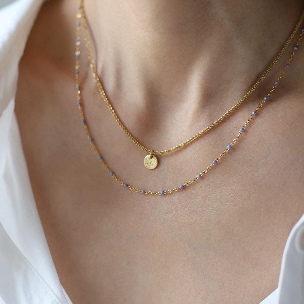 不掉色中古风双层叠戴项链