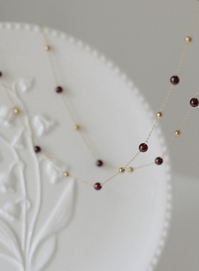 女石榴石长款短款项链复古