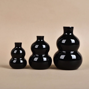 天然黑曜石葫芦摆件挂件吊坠福禄寿车挂家居客厅办公桌面摆设