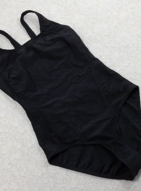 F260外贸原单黑色修身显瘦款保守比基尼连体泳衣沙滩休闲游泳衣