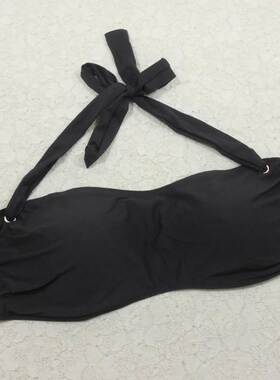 外贸原单A599-30性感舒适透气弹力黑色抹胸比基尼温泉泳衣44号