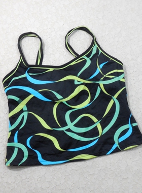 外贸原单 F528加大码性感舒适修身背心 双肩短款分体泳衣特价