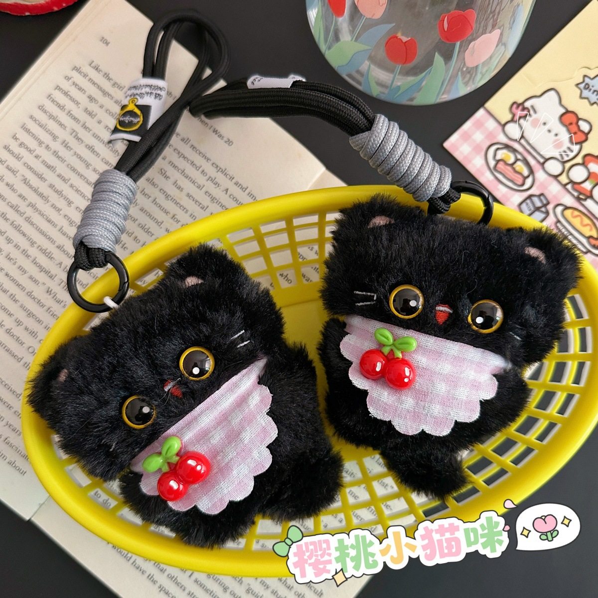 可爱全身围兜小猫毛绒公仔挂件包包挂饰车载装饰挂坠小礼品玩偶