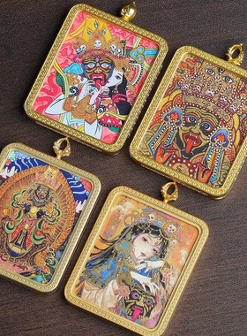 新款西藏纯手绘热贡扎基拉姆本尊前世今生女财神嘎乌盒唐卡男女款