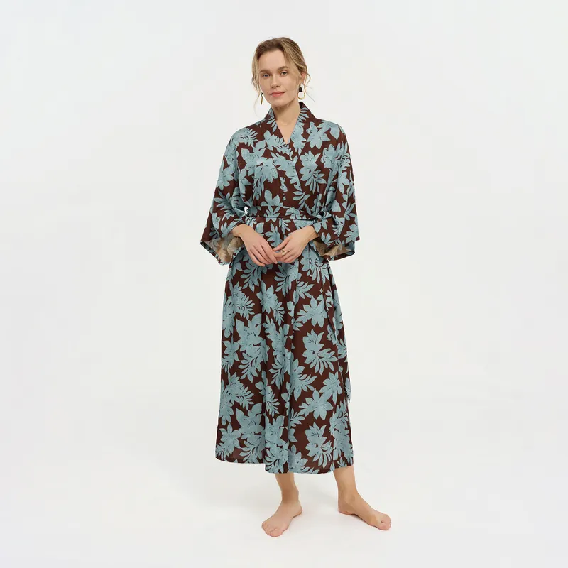2026Women Satin Long Robe 外贸长款睡袍女秋大码晨袍浴袍