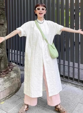 法式白色衬衫连衣裙女春秋2025年新款宽松显瘦长裙梨形身材连衣裙
