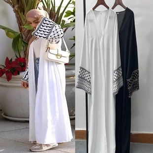 F458外贸跨境电商独立站阿拉伯刺绣绣花长袍外穿Abaya