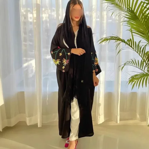 F441外贸跨境刺绣绣花时尚外穿Abaya