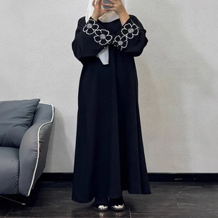 F435外贸电商迪拜阿拉伯刺绣绣花长袍时尚Abaya长袍长裙