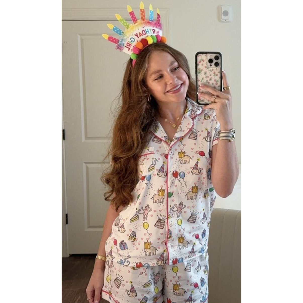 Birthday Elephant小象小猴短袖短裤开衫睡衣女可爱卡通居家服