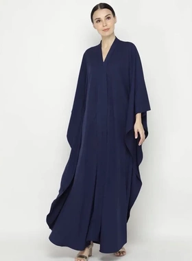 F272外贸供应跨境平台纯色蝙蝠袖中东迪拜宽松大码长袍刺绣