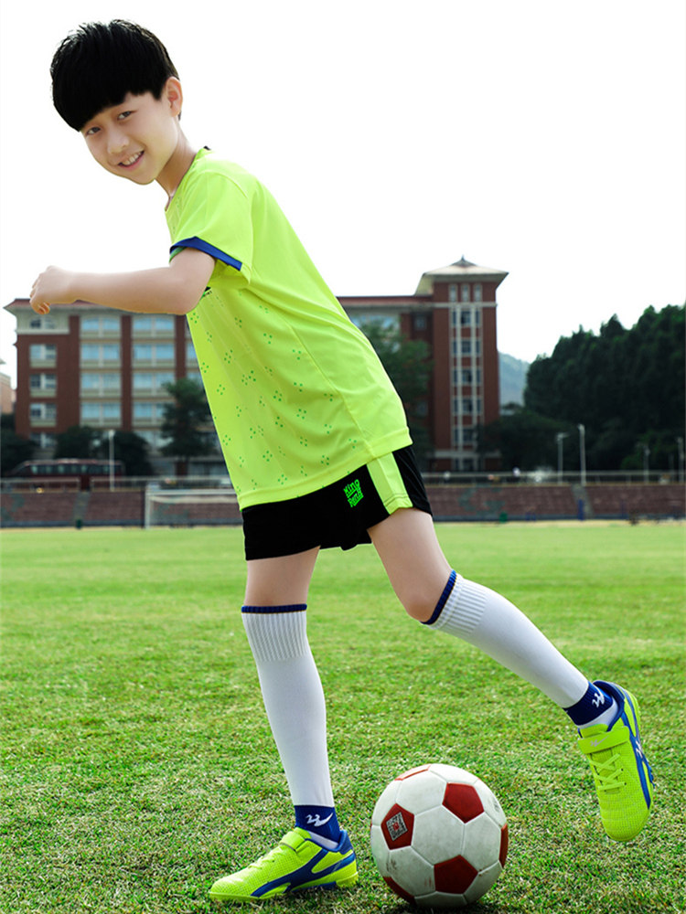더블 스타 축구 정장 어린이 짧은 소매 저지 남자와 여자 축구 훈련 양복 빠른 건조 반바지 운동복 고탄성