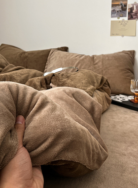 A类牛奶绒被套四件套床上用品被罩床单加厚珊瑚绒保暖三件套床笠4