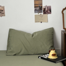 ins风双拼纯色双层纱枕套48 全棉单人枕头套枕芯套水洗棉 74一只装