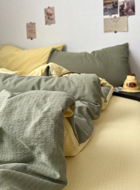 A类床上四件套纯棉全棉2025新款被套被罩床单学生宿舍三件套床笠4