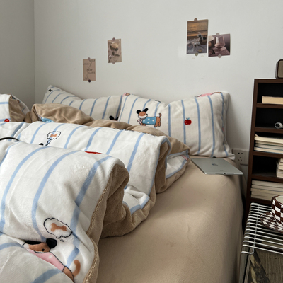 A类牛奶绒四件套加绒加厚