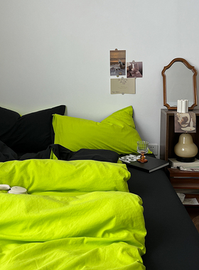 ins四件套纯棉全棉床上用品被套被罩床单学生单人宿舍三件套床笠4