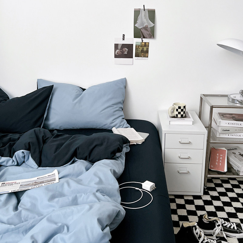 ins混搭水洗棉四件套床上用品1.8床单被套纯色学生宿舍三件套床笠,床上用品,床品套件/四件套/多件套,淘宝优惠券,粉丝福利购,淘宝优惠卷